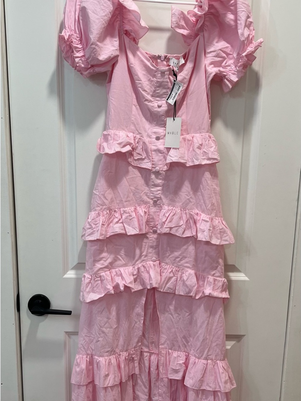 Mable Light Pink Ruffled Midi Dress